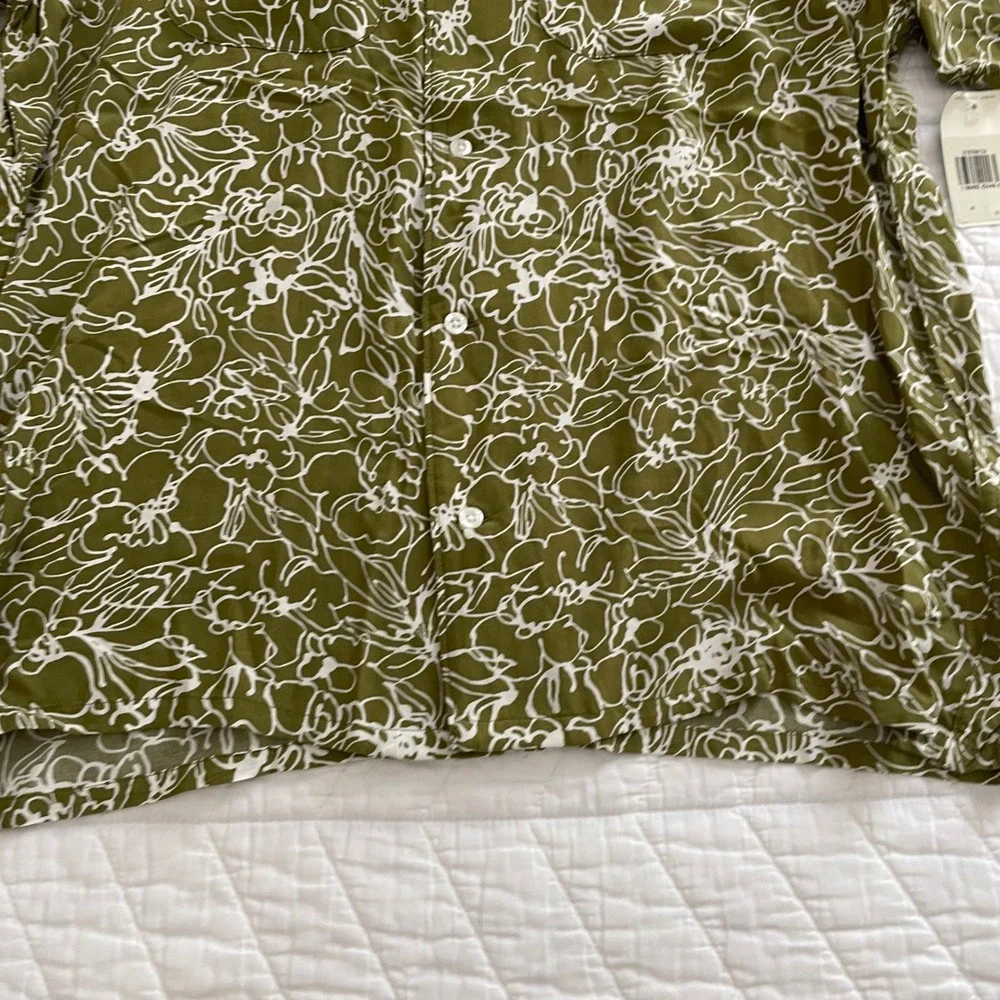 Levis Mens Relaxed Fit Short Sleeve Floral Button Up Shirt Olive Green M NEW